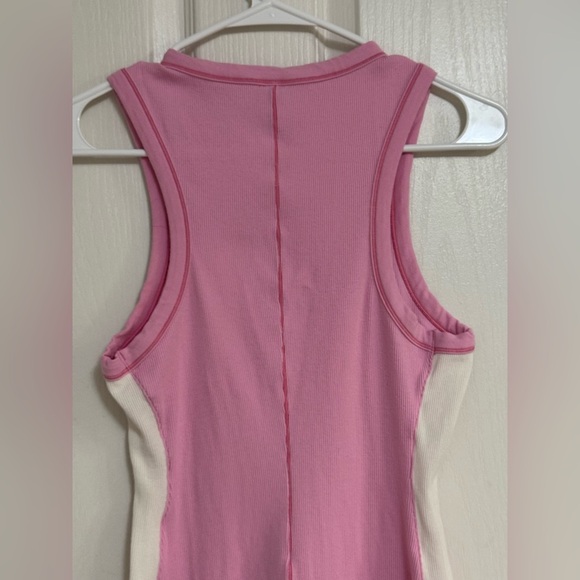 SKIMS Cotton Rib Colorblock Tank Mini Dress – Pink & White – Size L - Picture 9 of 12